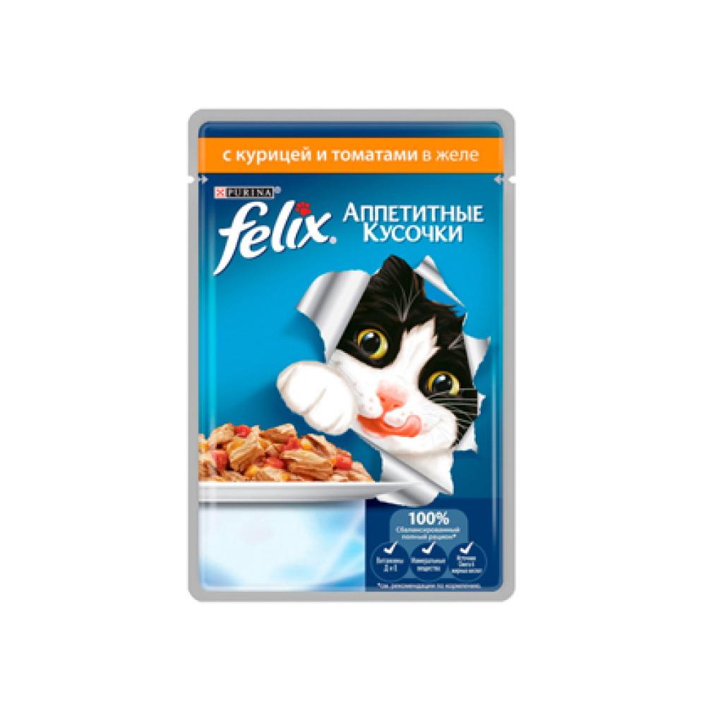 Корм д/взр. кошек Felix Аппетитные кусочки Курица желе 75-85г