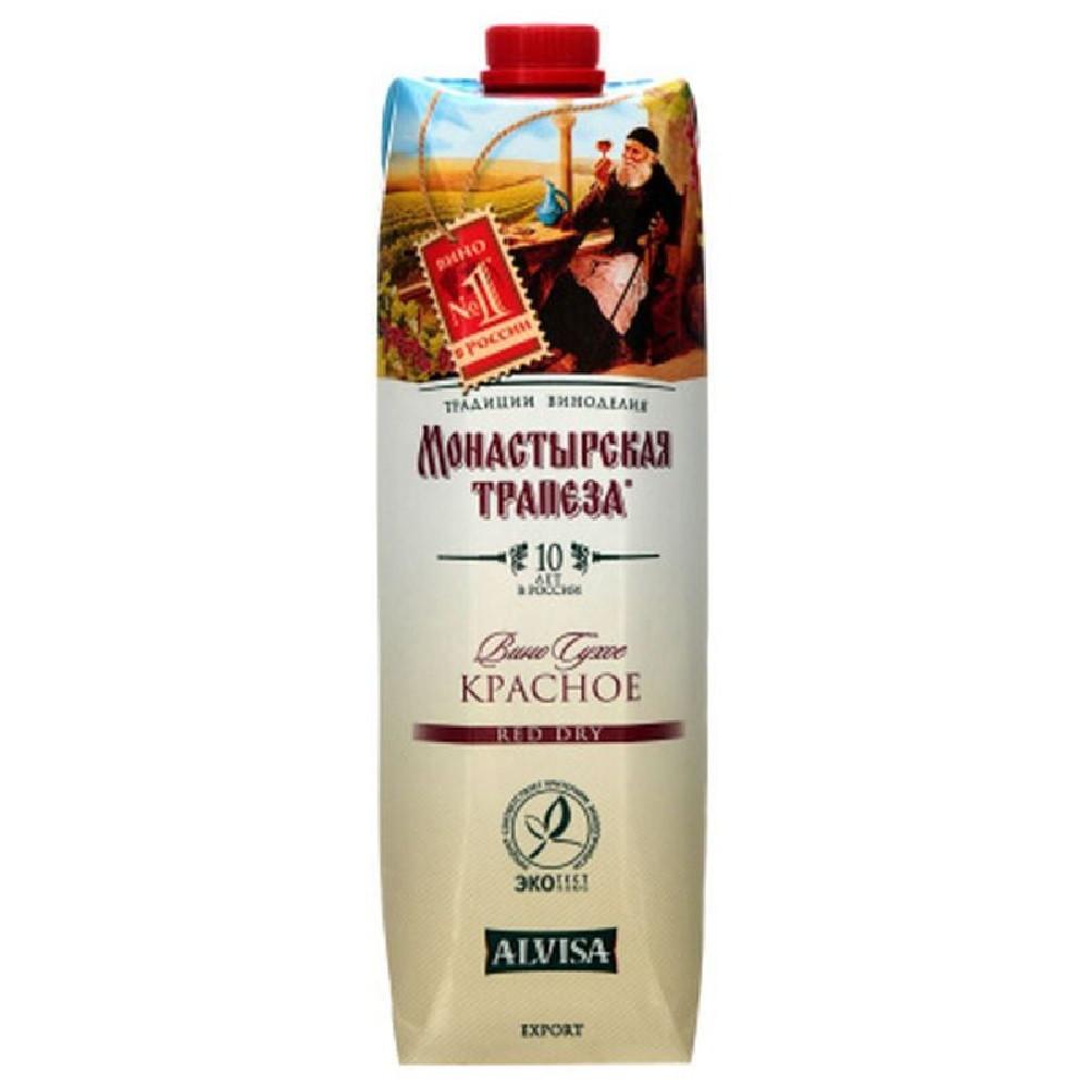 Вино Монастырская Трапеза красное сухое т/п 1,0л 10-12%