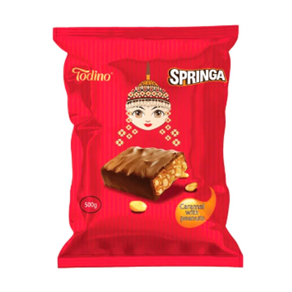 Конфеты шоколадные Springa mini с арахисом и карамелью 200гр