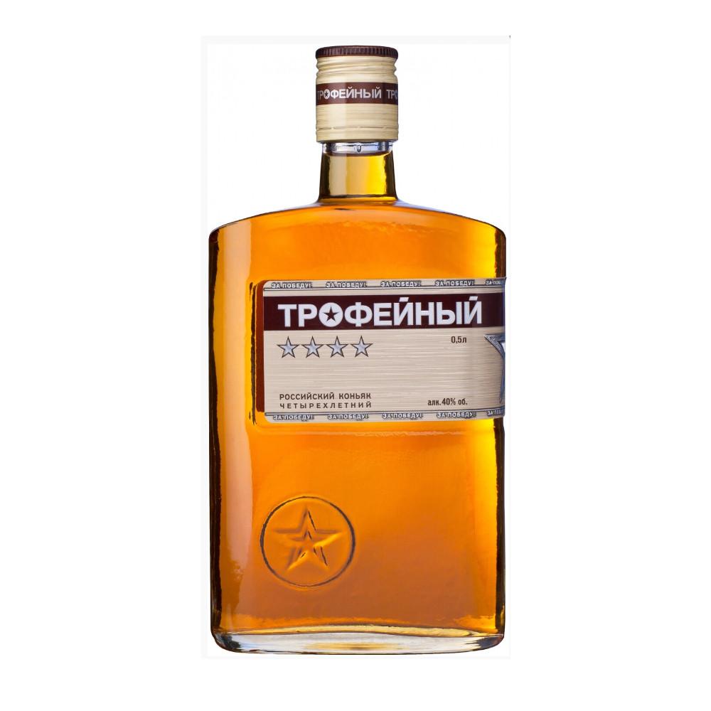 Коньяк Трофейный 4 года фляга 0,5л 40%
