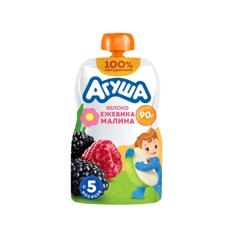 Пюре Агуша фруктовое с 6-ти месяцев Яблоко-Ежевика-Малина 90г д/п
