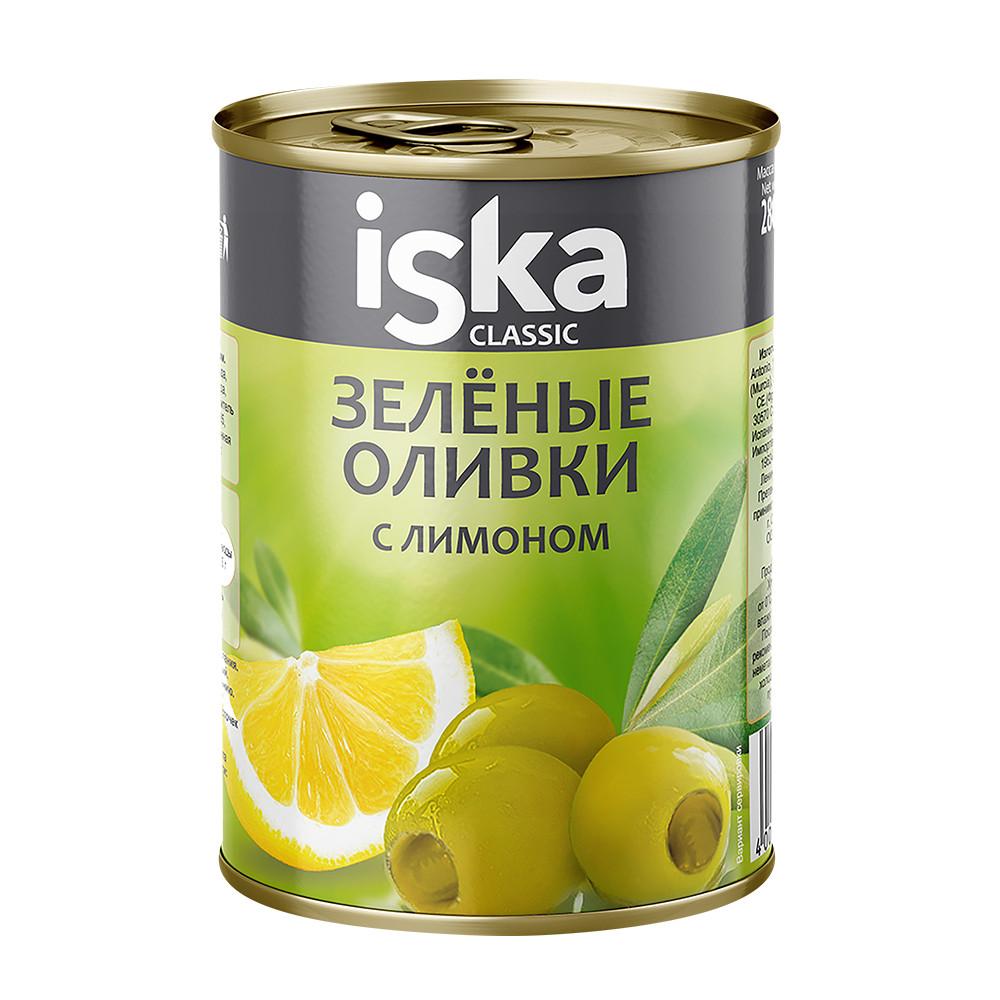 Оливки зеленые ISKA с лимоном ж/б 300мл ключ