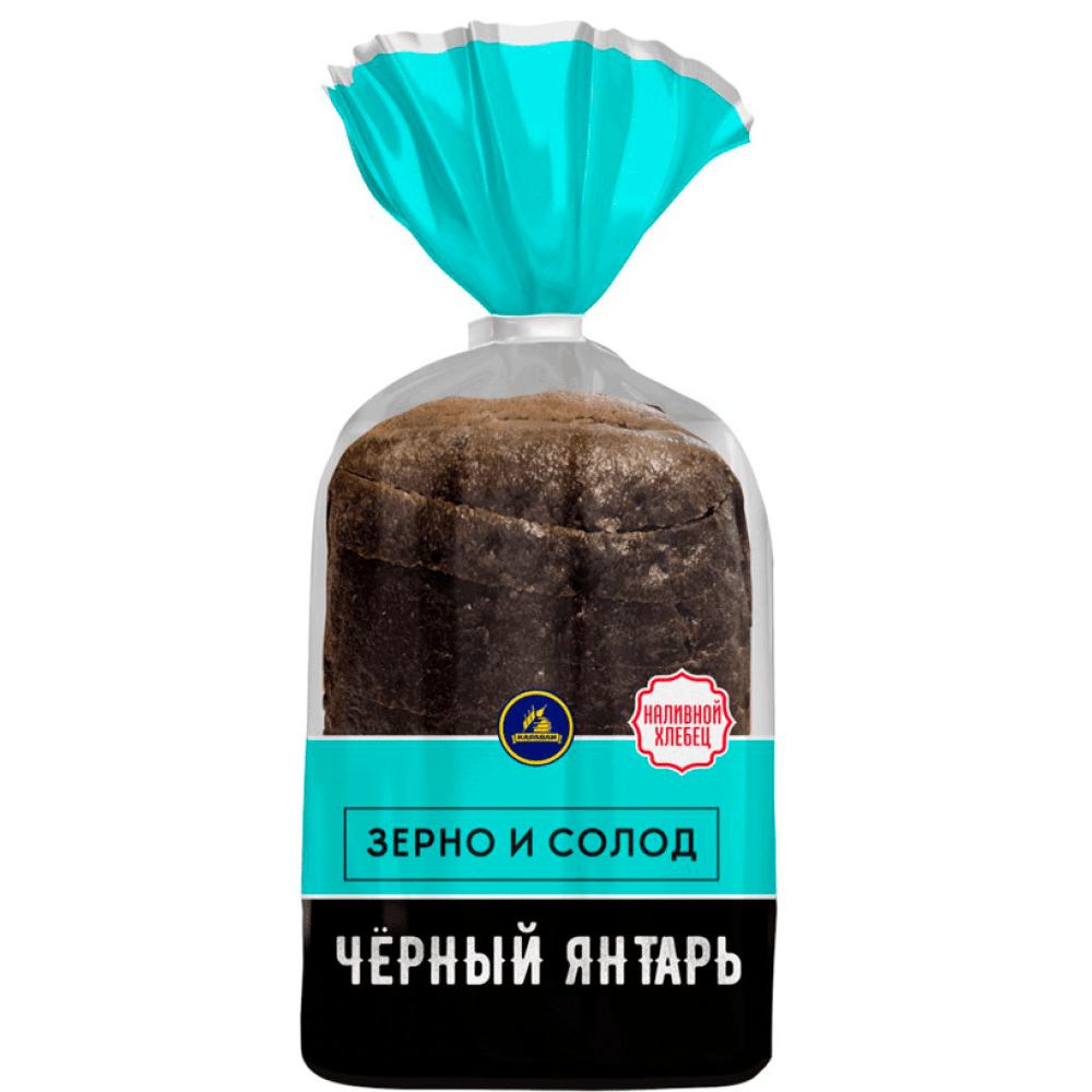 Хлебец Черный янтарь наливной зерно и солод в нарезке 300гр Каравай