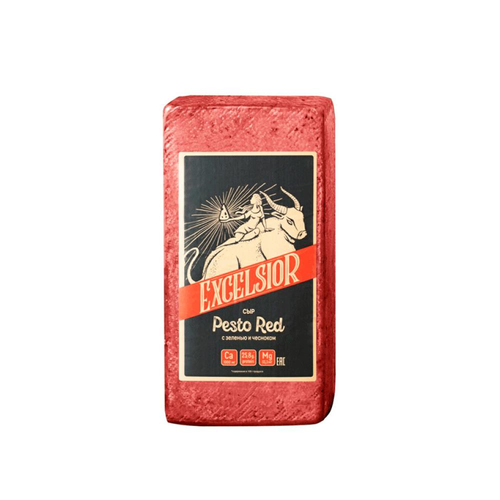 БЗМЖ Сыр Pesto Red Excelsior зелень+чеснок 45% кг