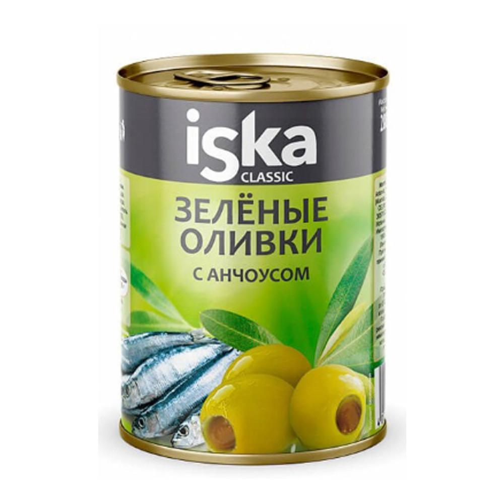 Оливки зеленые ISKA с анчоусом ж/б 300мл ключ