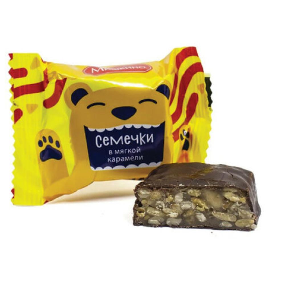 Конфеты Медвеган семечки в мягкой карамели глазир. Мишкино счастье кг