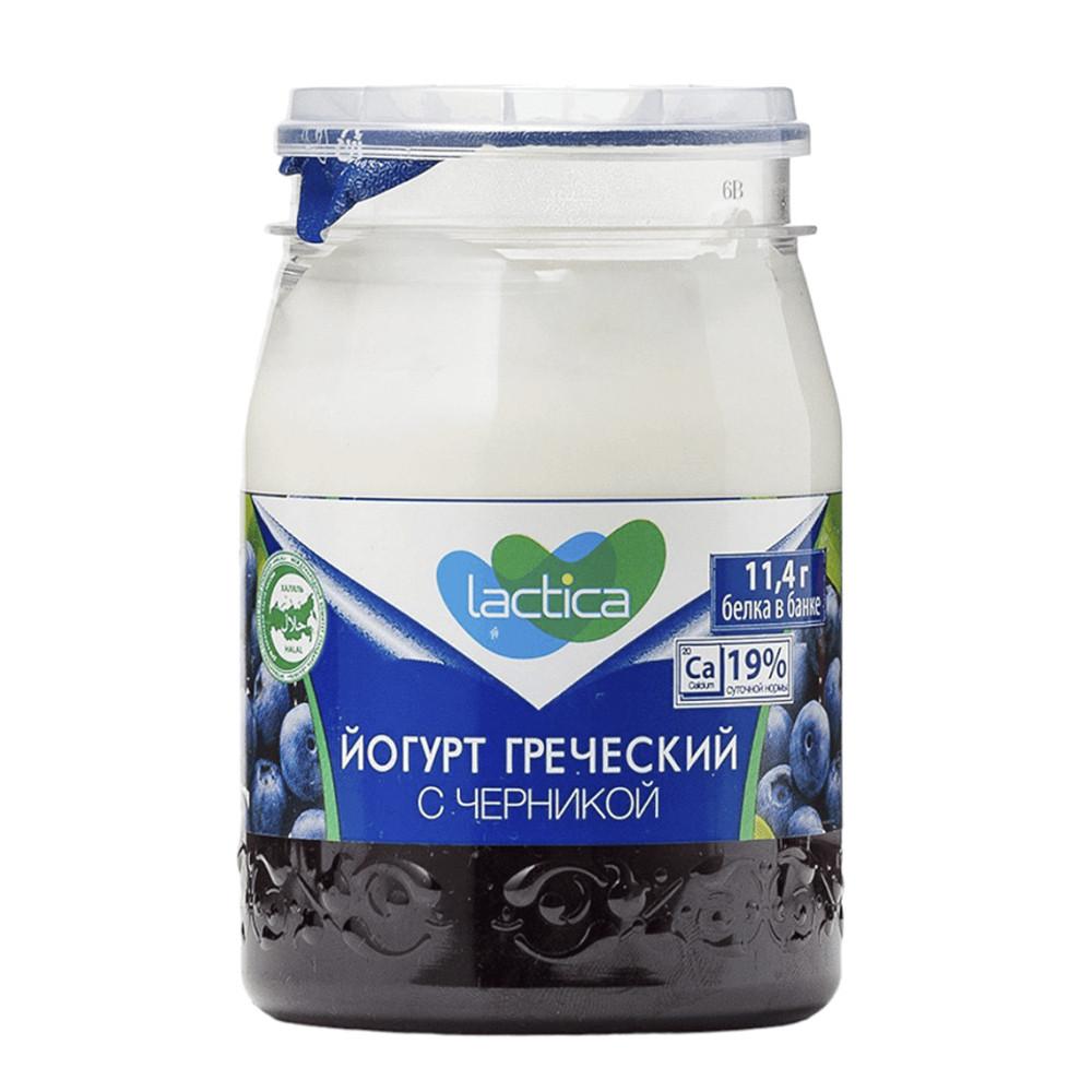 БЗМЖ Йогурт греческий Lactica двухслойный с черникой 3,0% 190гр