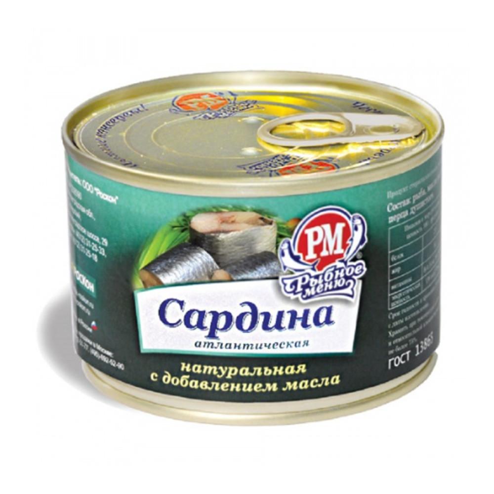 Сардина Рыбное меню нат. с д/м ж/б 230гр ключ