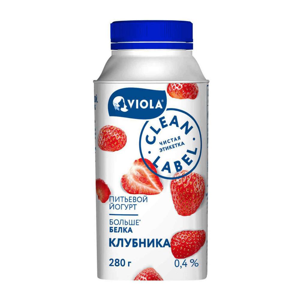 БЗМЖ Йогурт питьевой VIOLA Clean Label с клубникой  0,4% 280гр