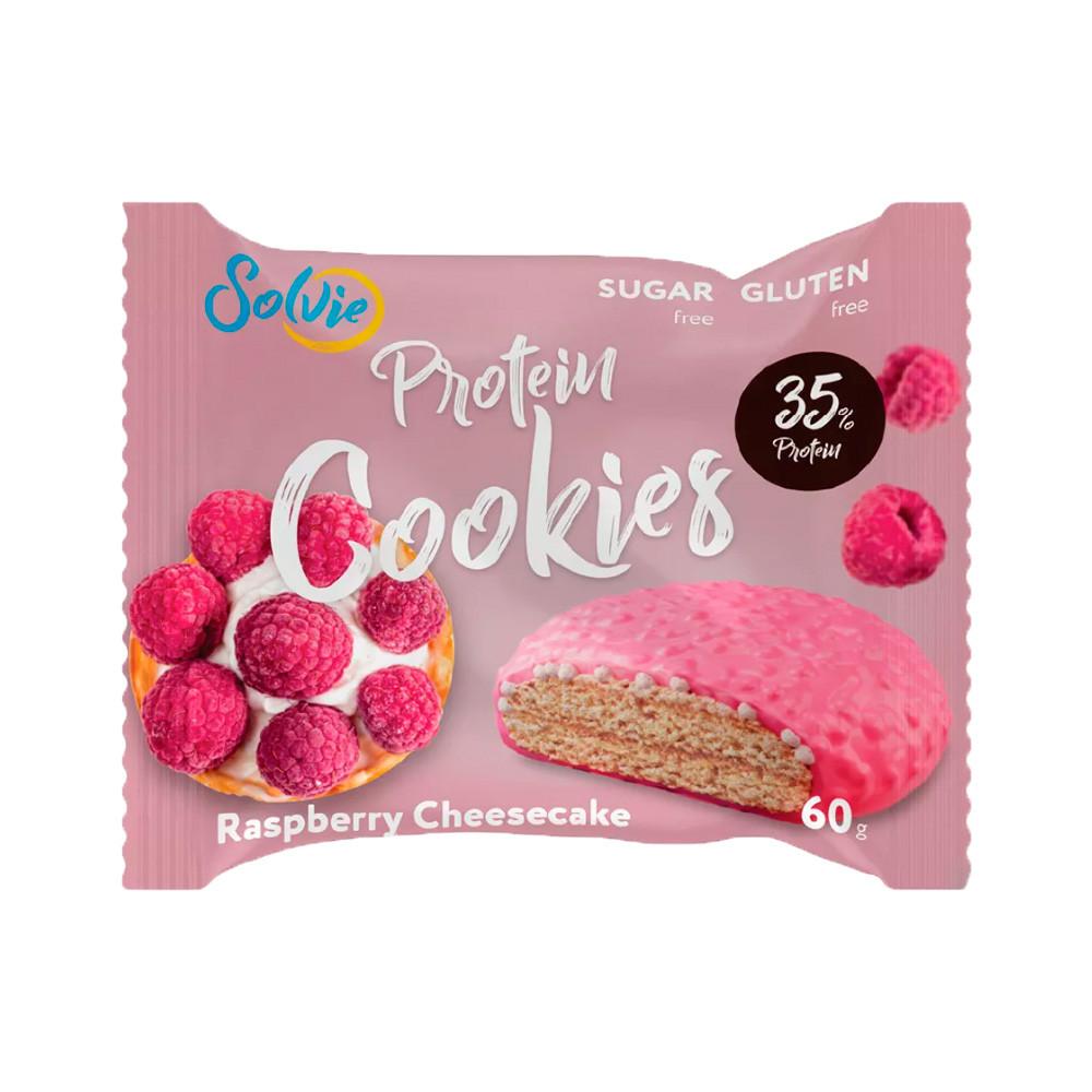 Печенье протеиновое Solvie Protein cookies Малиновый чизкейк с йогуртовой глазурью 60гр