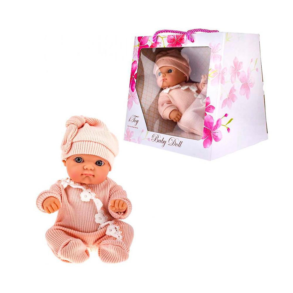 Пупс в розовом трикотажном комбинезоне и шапочке 20 см PREMIUM