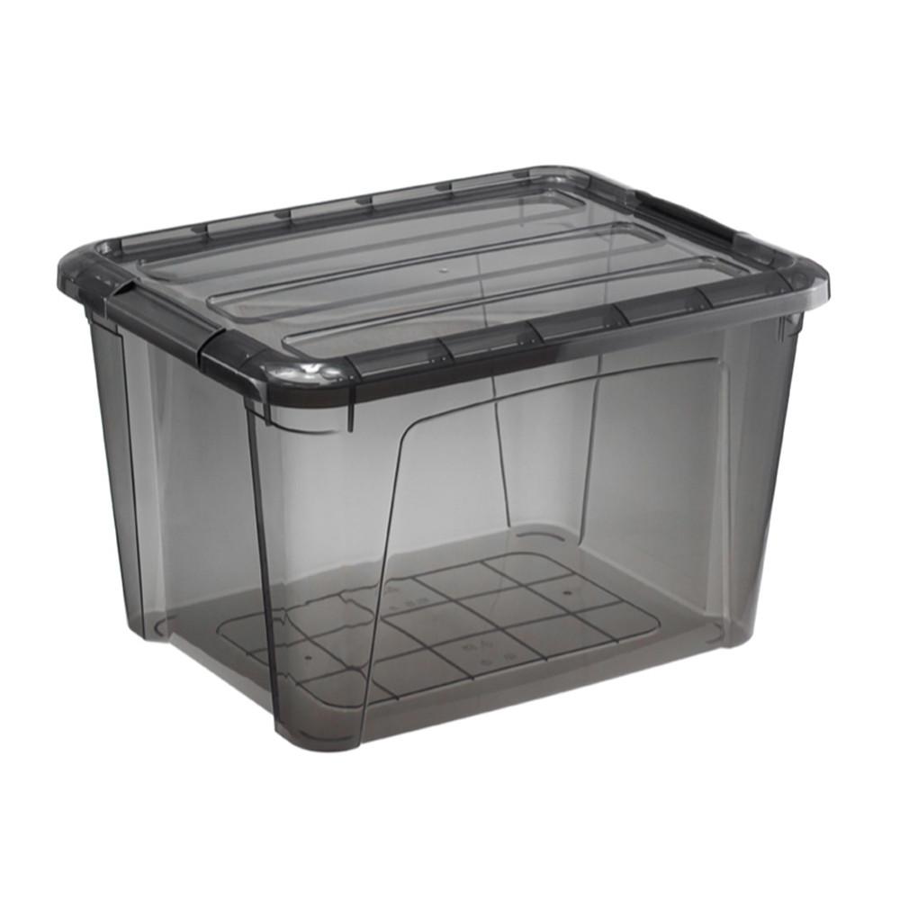 Ящик для хранения с замками КИП 15,5л черный прозрачный М 2337