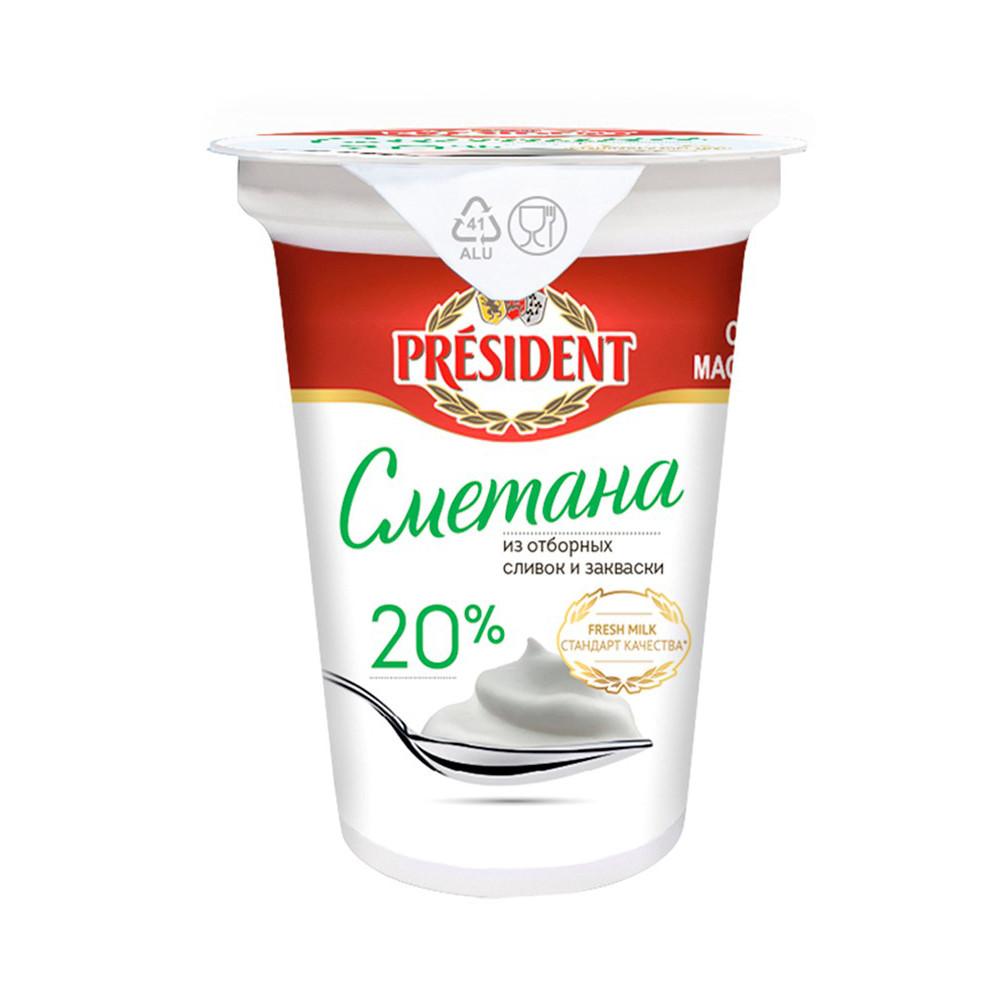 БЗМЖ Сметана Президент 20% 350гр