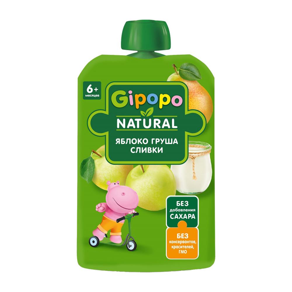 Пюре Gipopo яблоко груша сливки пауч 90гр