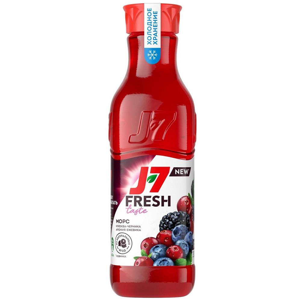 Морс J7 охлажд. Клюква черника черноплодная рябина ежевика пл/бут 0,85л (дет.пит)