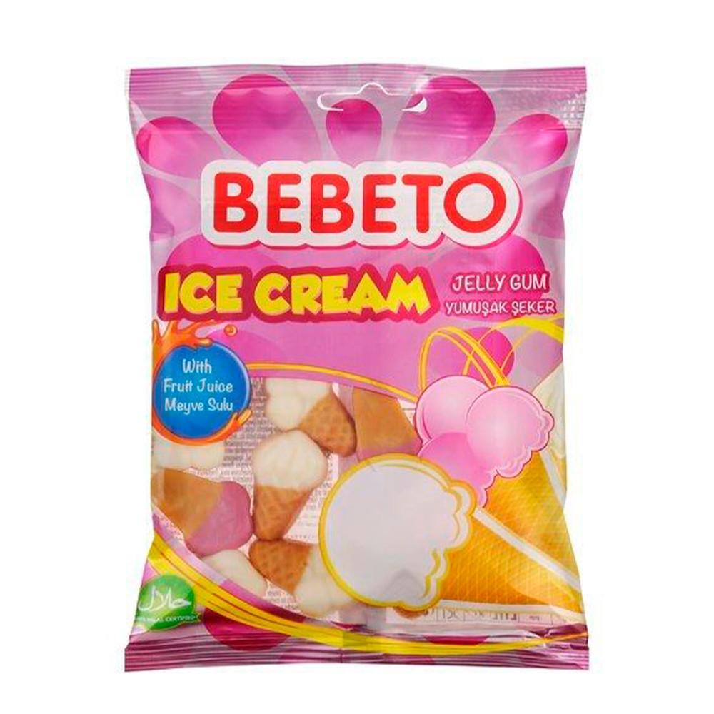 Мармелад жевательный Bebeto ICE CREAM со вкусом вафли клубники и сливок 80гр