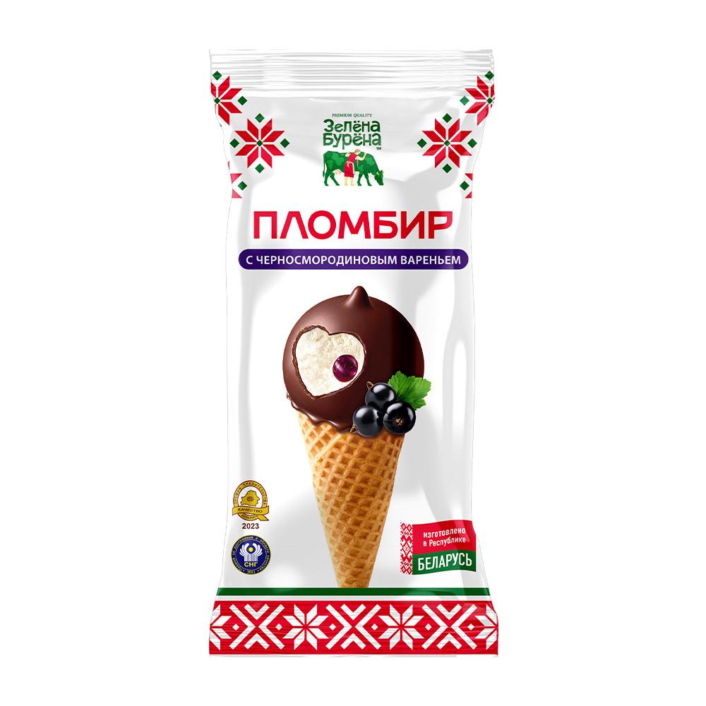 БЗМЖ Мороженое Зелена Бурена пл-р 15% со смородиновым вареньем рожок 85гр