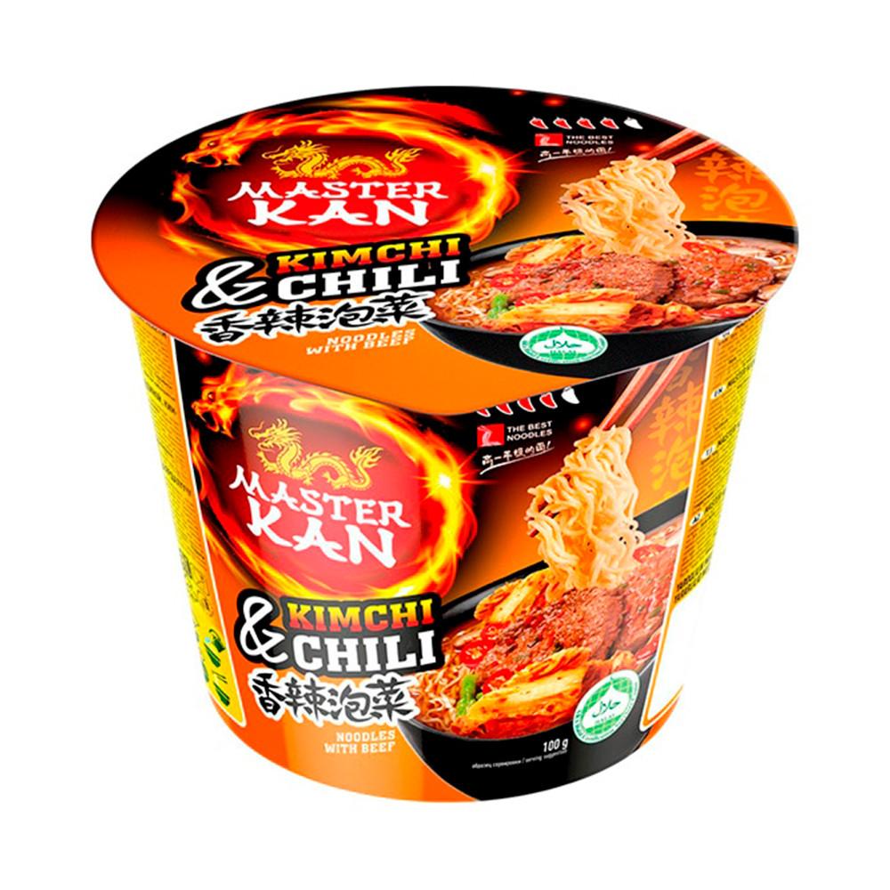 Лапша б/п Master Kan острая говядина чили кимчи 100гр чашка