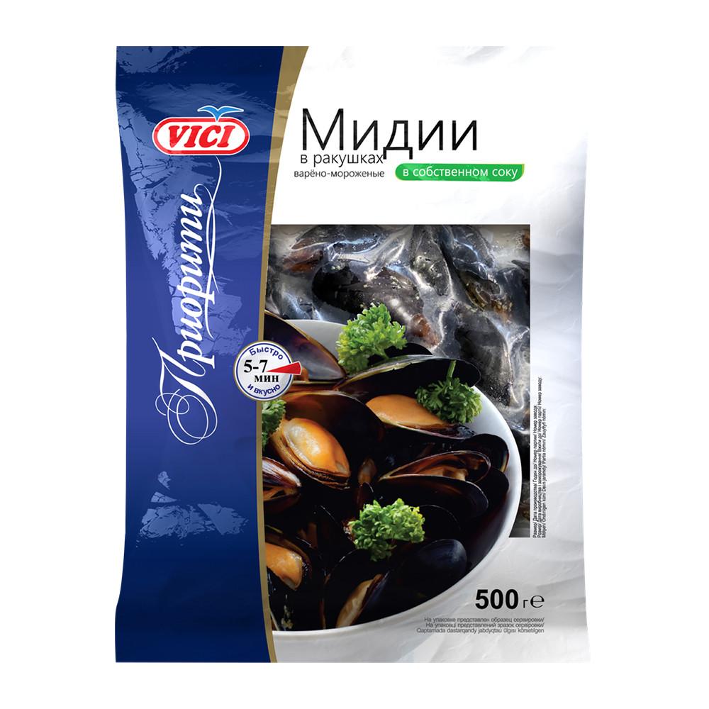 Мидии в ракушках VICI Приорити в/м в с/с зам 500гр