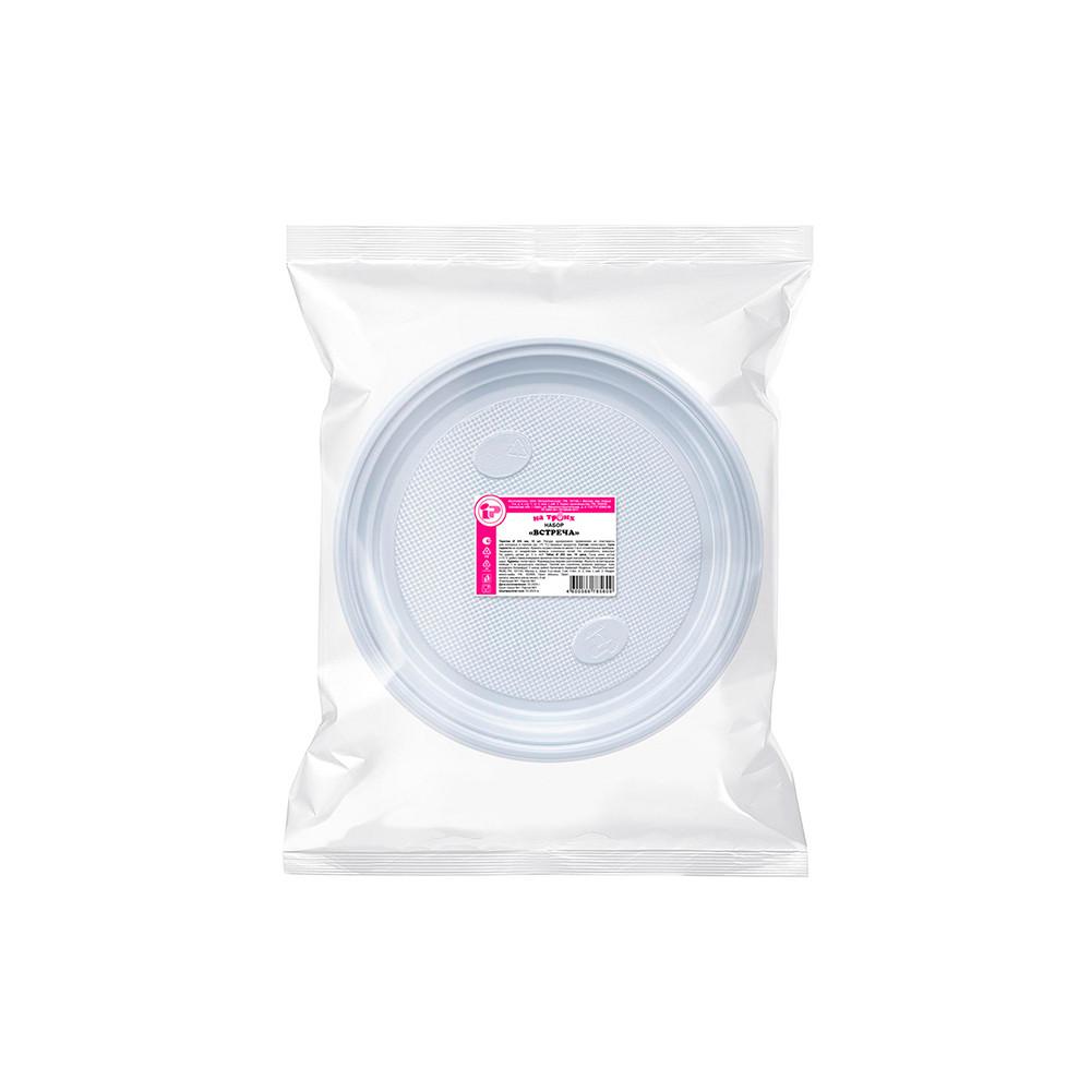 Тарелка пластиковая белая Встреча 205мм 10шт