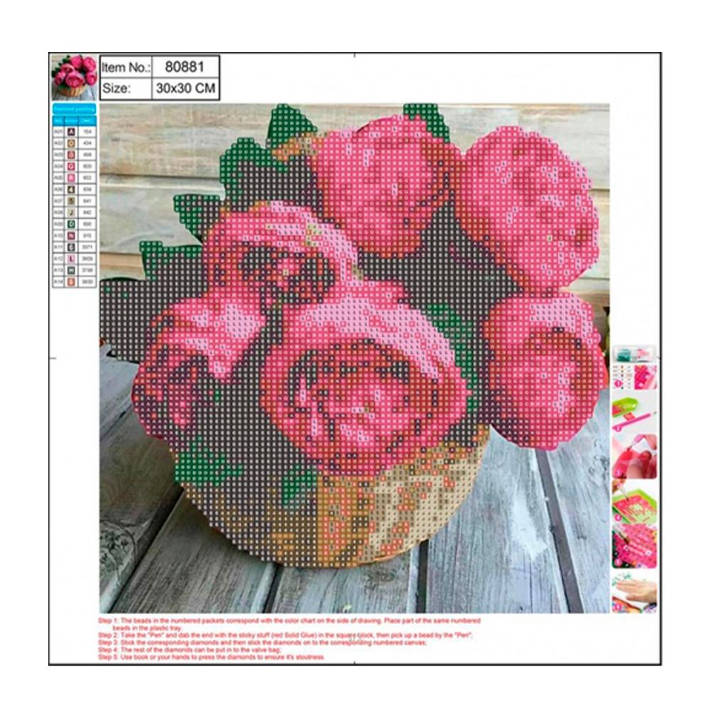 Мозаика алмазная 5D Букет 30*30см без подрамника 80881А