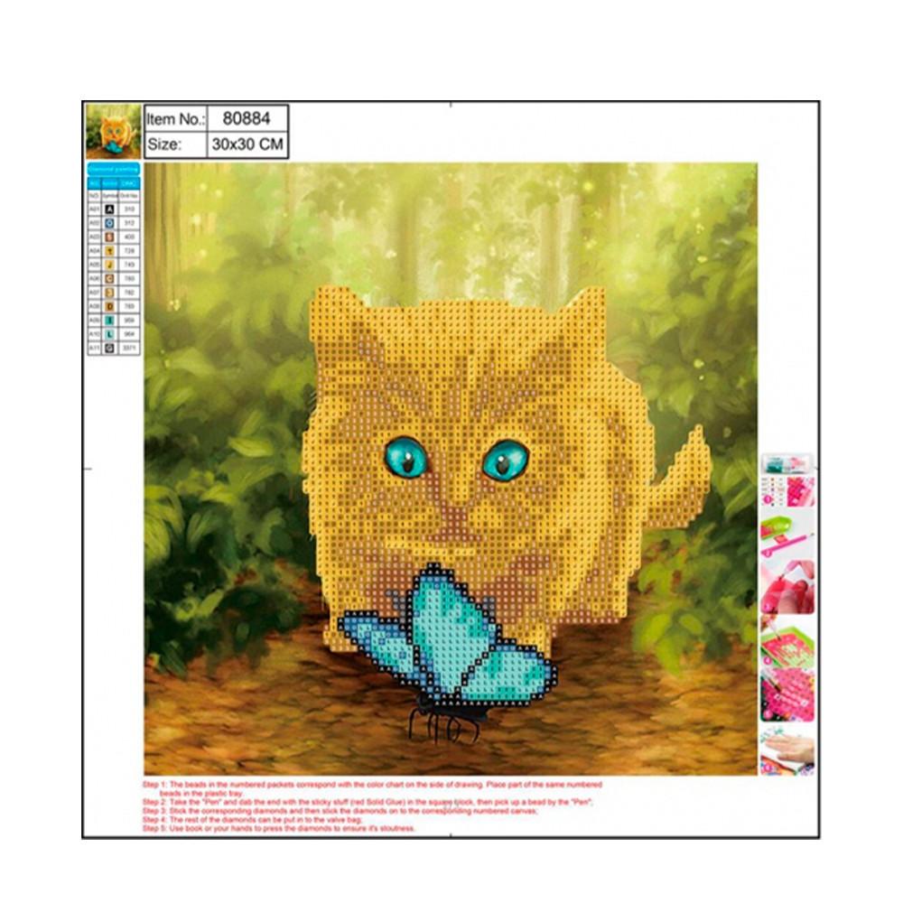 Мозаика алмазная 5D Кошка 30*30см без подрамника