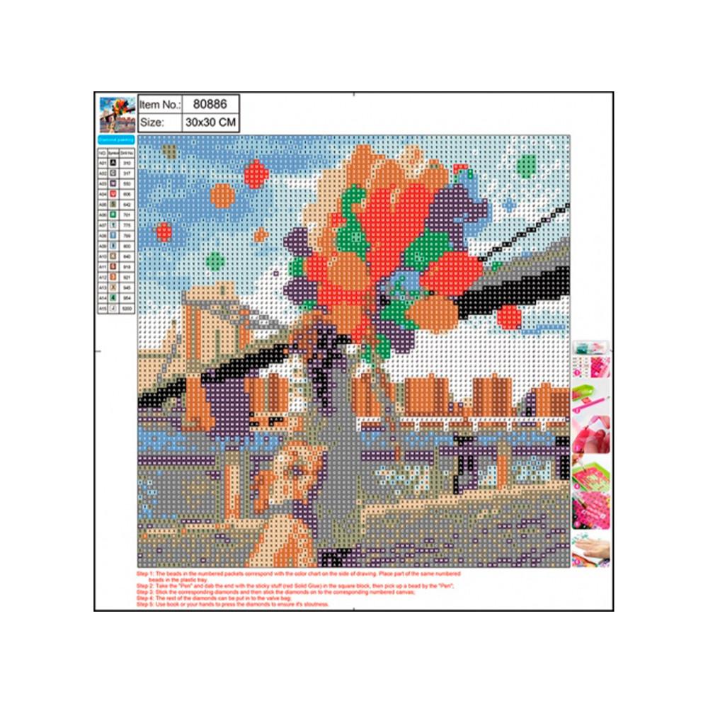 Мозаика алмазная 5D Воздушные шары 30*30см без подрамника