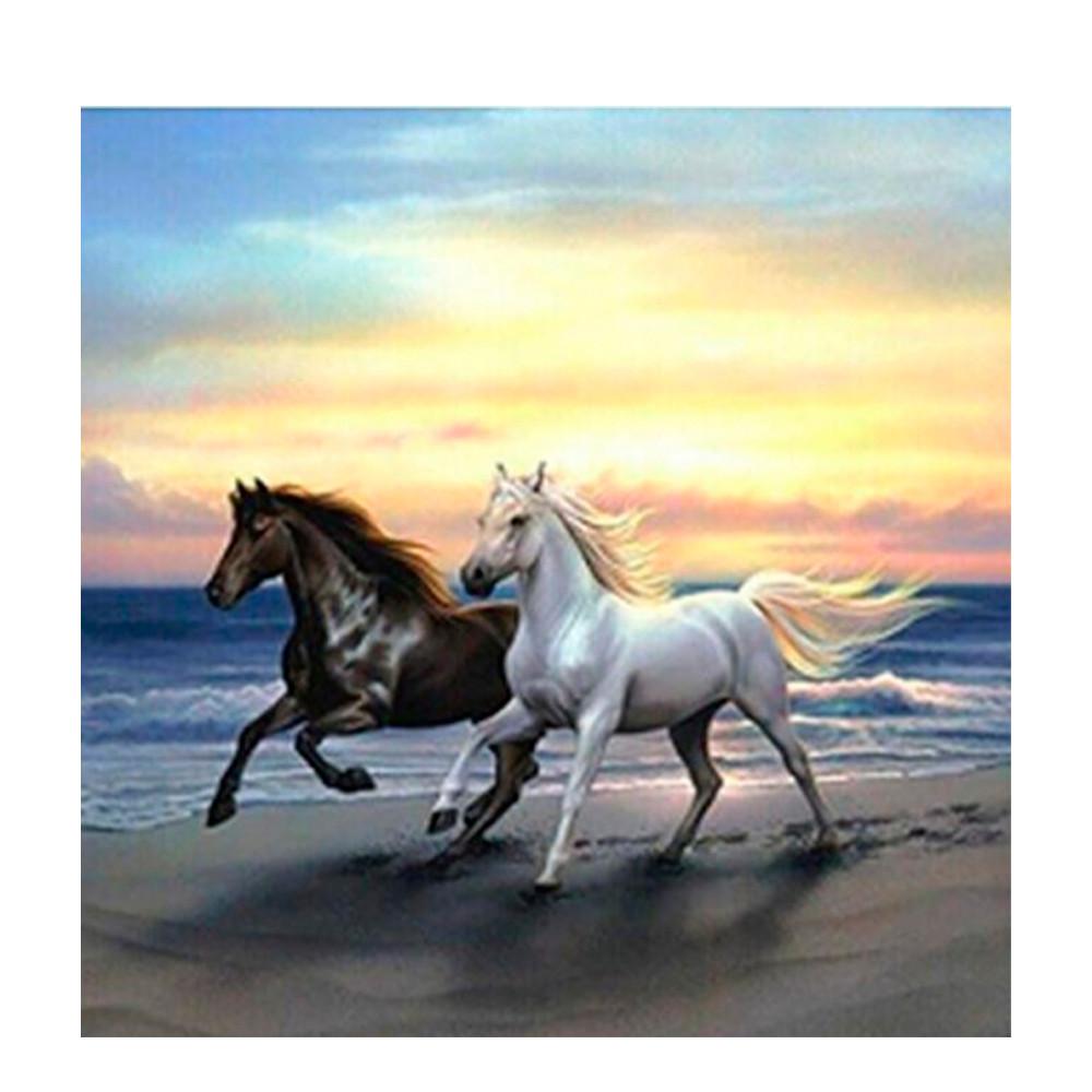 Мозаика алмазная Бегущие кони 40*50см без подрамника