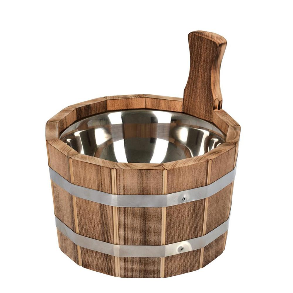 Ушат шайка Банные штучки обожженная липа с нержавеющей вставкой 3,5л