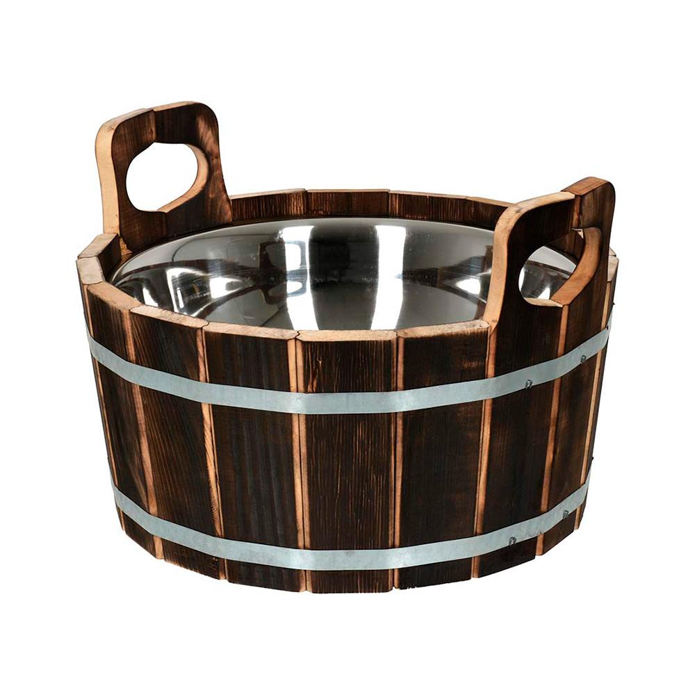 Ушат шайка Банные штучки обожженная липа с нержавеющей вставкой 10л