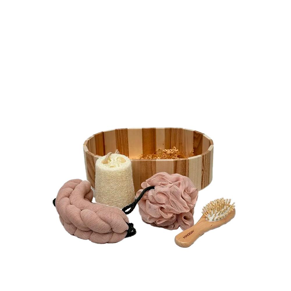 Набор банных принадлежностей мочалка коса, мочалка шар, мочалка из люффы, расческа M-62-15