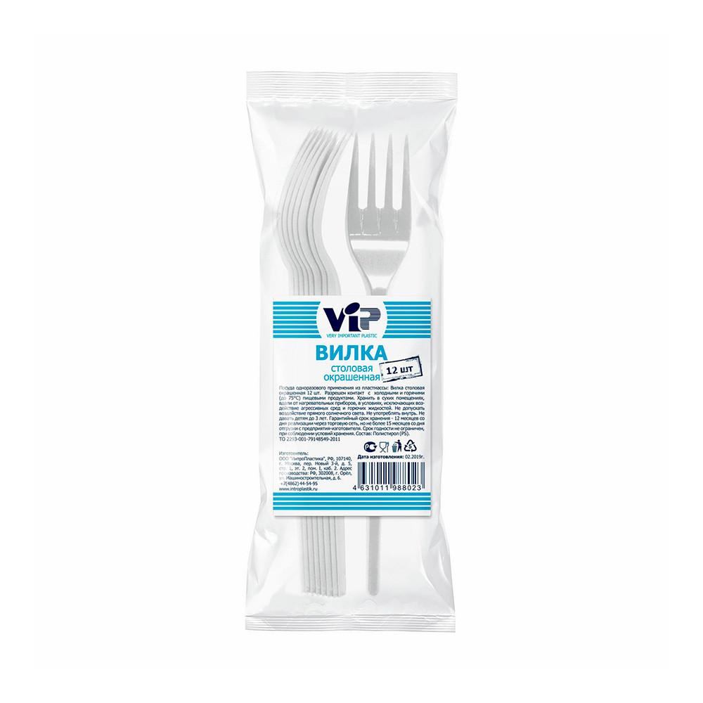 Вилка одноразовая белая VIP 165мм 12шт