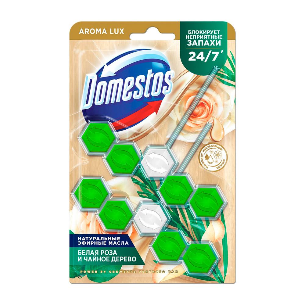 Блок для унитаза Доместос свежесть зеленого чая белая роза и чайное дерево 2*50гр