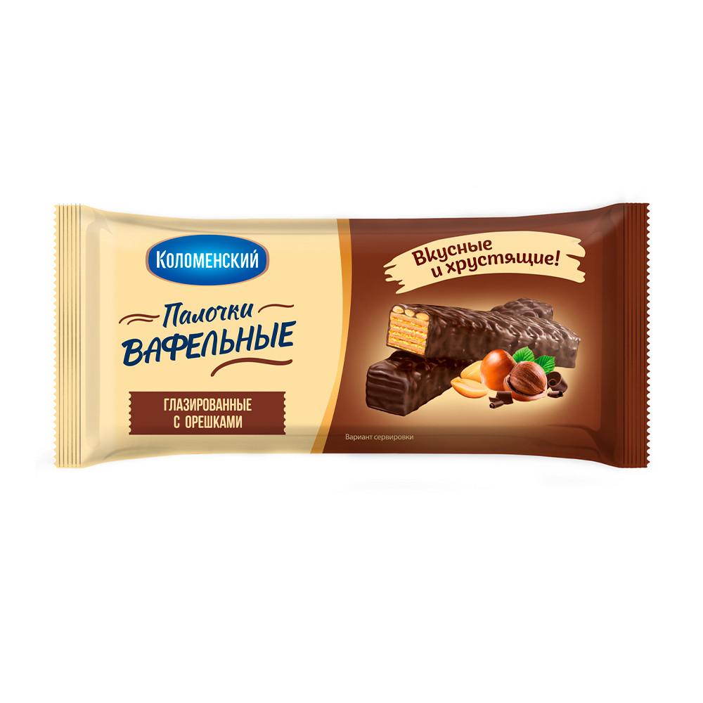 Вафли Коломенское глазированные с орешками 140гр
