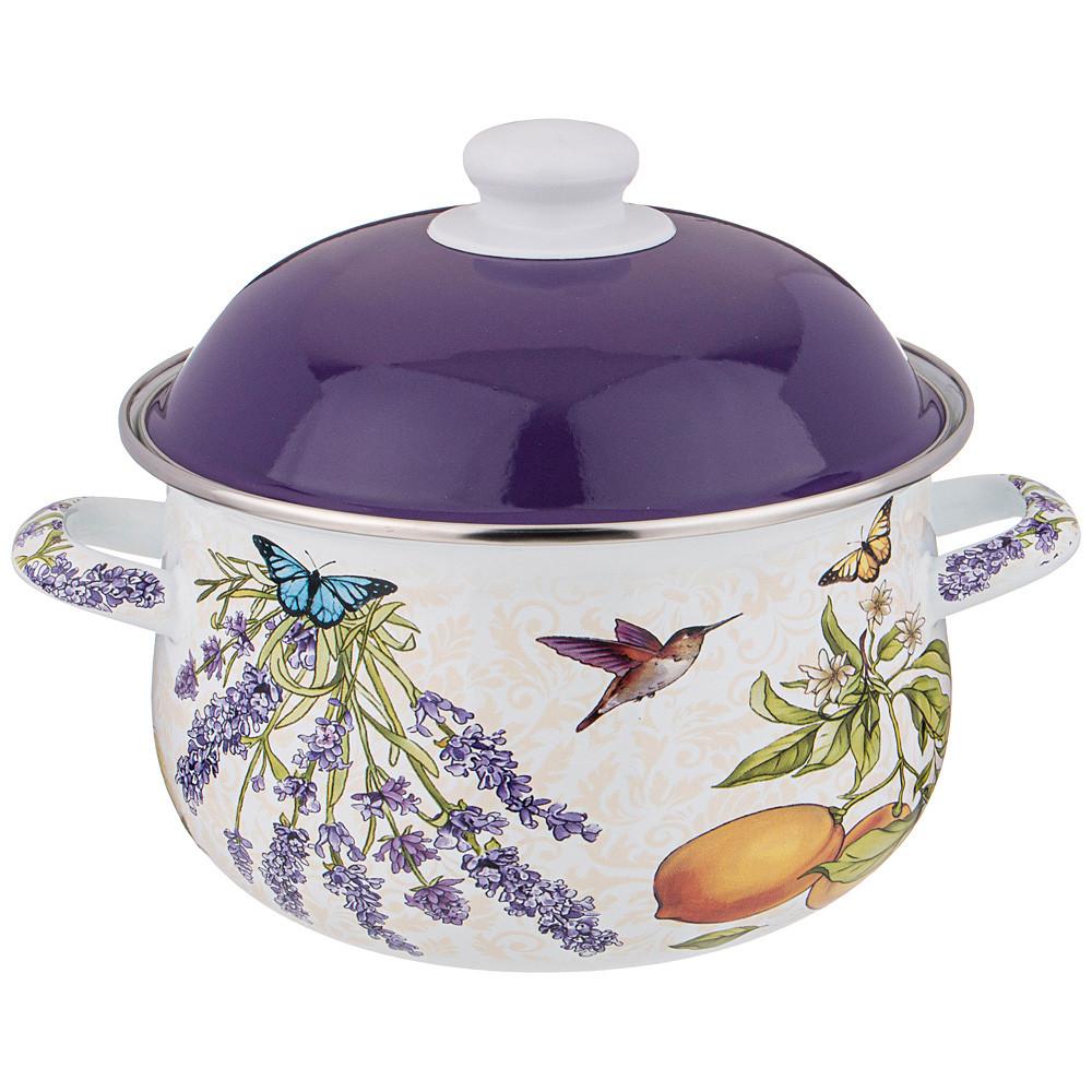 Кастрюля AGNESS эмалировання с эмал. кры., Прованс лимоны 2,8л 20*12см 934-547