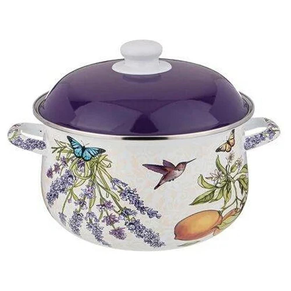 Кастрюля AGNESS эмалировання с эмал. кры., Прованс лимоны 5л 24*14см 934-549