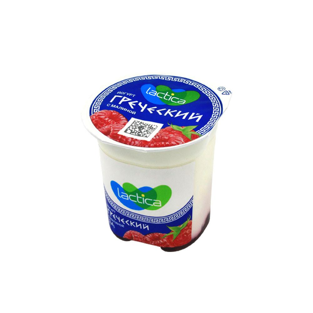 БЗМЖ Йогурт греческий Lactica двухслойный малина 3,4% 120гр
