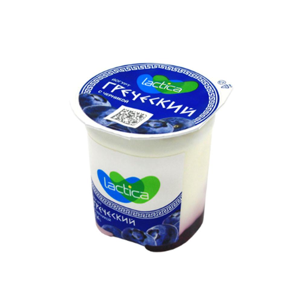 БЗМЖ Йогурт греческий Lactica двухслойный черника 3,4% 120гр