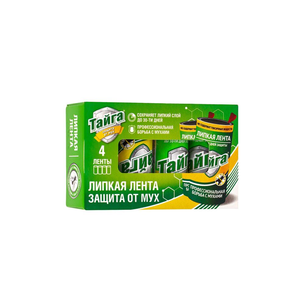 Липкая лента от мух Тайга Хит в коробочке 4шт.