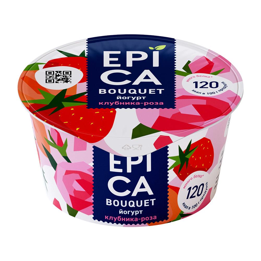 БЗМЖ Йогурт Эпика Bouquet Клубника-роза 4.8% пл.стакан 130гр