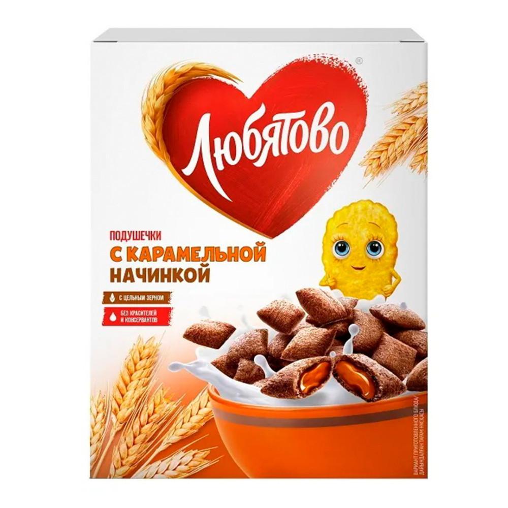 Готовый завтрак Любятово подушечки с карамельной нач. 220гр коробка