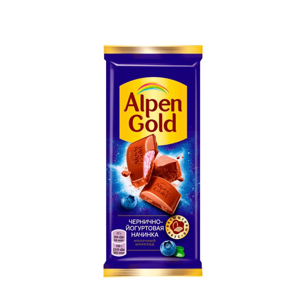 Шоколад молочный Alpen Gold с чернично-йогурт начинкой 85гр