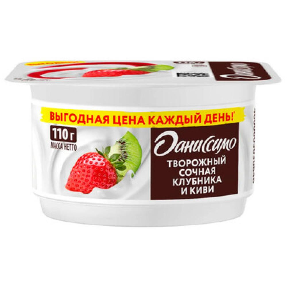 БЗМЖ Продукт творожный Даниссимо Сочная клубника и киви 5,6% 110гр