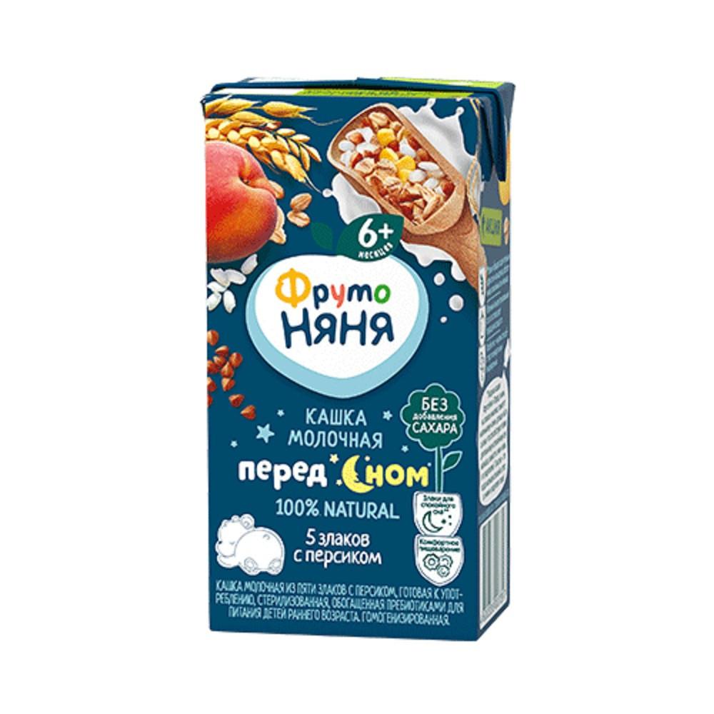 БЗМЖ Кашка ФрутоНяня Перед сном молоч 5 злаков персик б/с 200мл ТБА